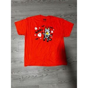 Bluey Halloween Orange T-Shirt Skeleton Costume Ghost Boo Graphic Mens XL